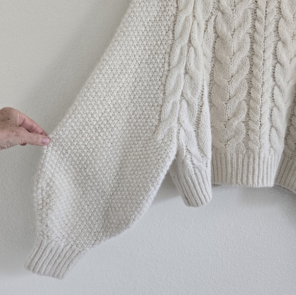 H&M Melange Dalpaga Chunky Cable Knit Alpaca Blend Cardigan size Small Oversized - Picture 11 of 16